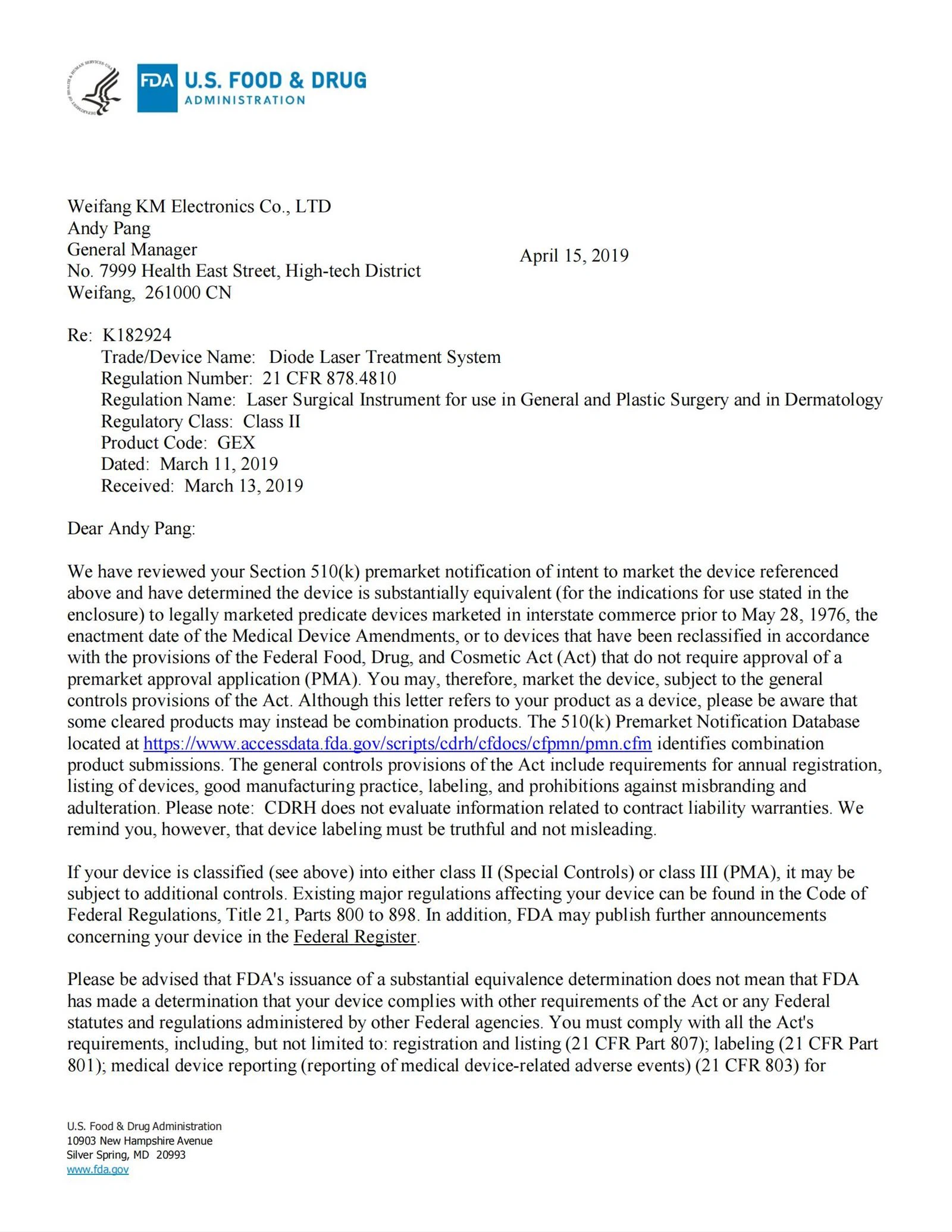 K182924LetterSEFINALSent00100 K182924LetterSEFINALSent00100