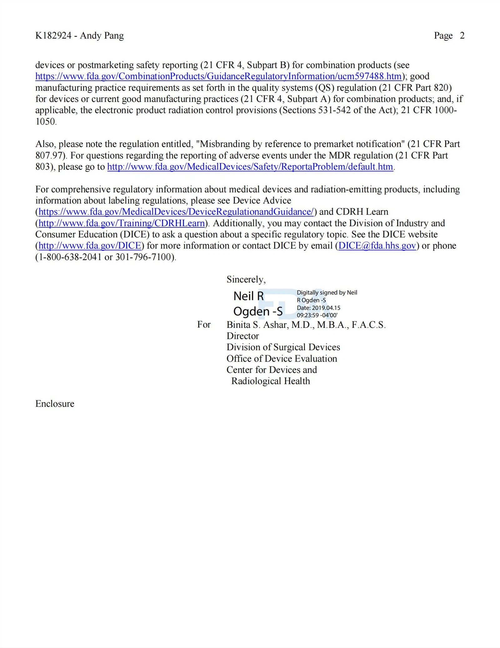 K182924LetterSEFINALSent00101 K182924LetterSEFINALSent00101